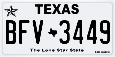TX license plate BFV3449