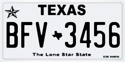 TX license plate BFV3456