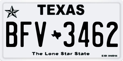 TX license plate BFV3462