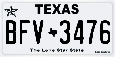 TX license plate BFV3476