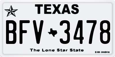 TX license plate BFV3478