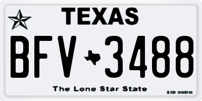 TX license plate BFV3488