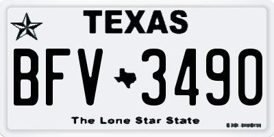 TX license plate BFV3490