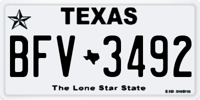 TX license plate BFV3492