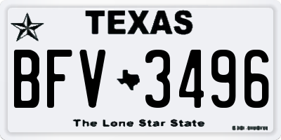 TX license plate BFV3496