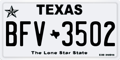 TX license plate BFV3502