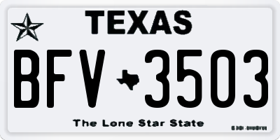 TX license plate BFV3503