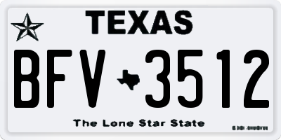 TX license plate BFV3512