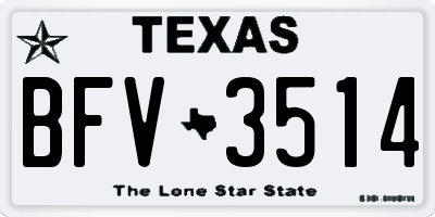 TX license plate BFV3514