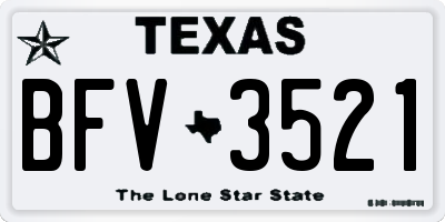 TX license plate BFV3521