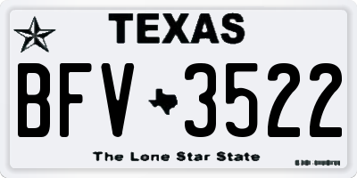 TX license plate BFV3522
