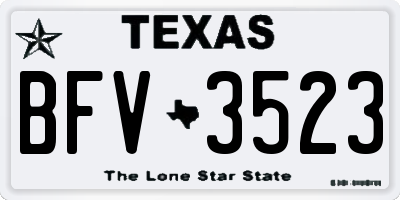 TX license plate BFV3523