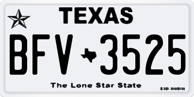 TX license plate BFV3525