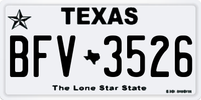 TX license plate BFV3526
