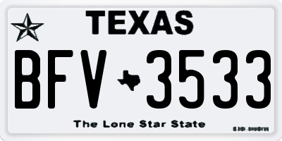 TX license plate BFV3533