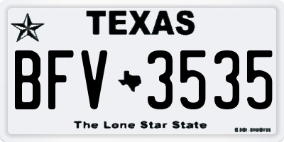 TX license plate BFV3535
