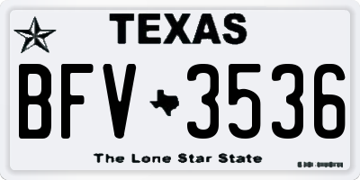 TX license plate BFV3536