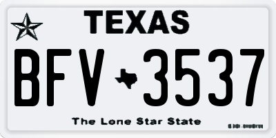 TX license plate BFV3537