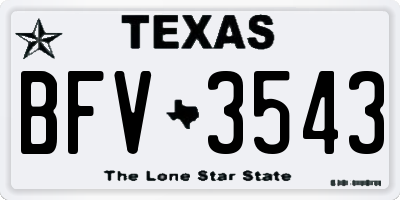 TX license plate BFV3543