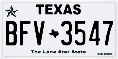 TX license plate BFV3547