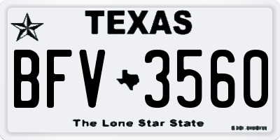 TX license plate BFV3560