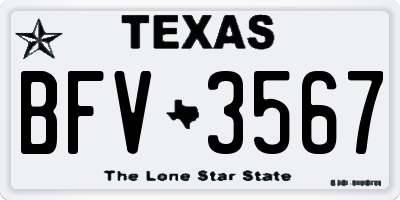 TX license plate BFV3567