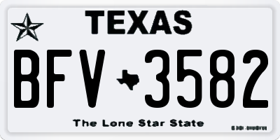 TX license plate BFV3582