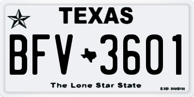 TX license plate BFV3601