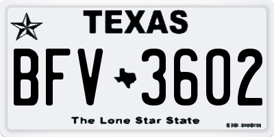 TX license plate BFV3602