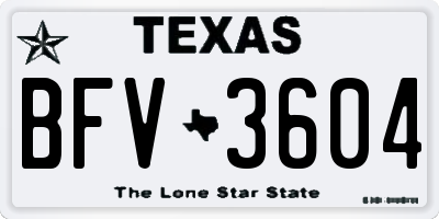 TX license plate BFV3604