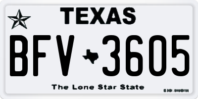 TX license plate BFV3605