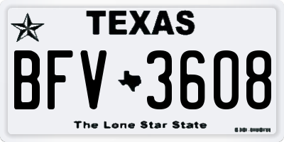 TX license plate BFV3608