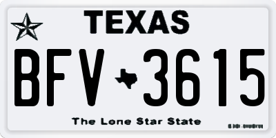 TX license plate BFV3615