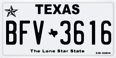 TX license plate BFV3616