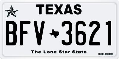 TX license plate BFV3621