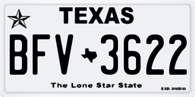 TX license plate BFV3622