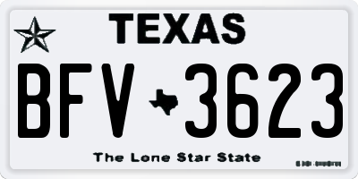 TX license plate BFV3623