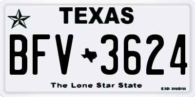 TX license plate BFV3624