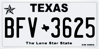 TX license plate BFV3625