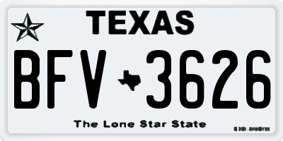TX license plate BFV3626