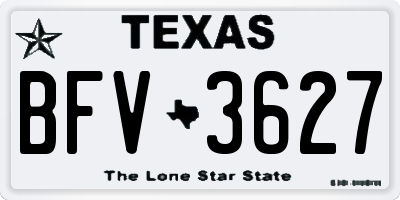 TX license plate BFV3627