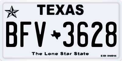 TX license plate BFV3628