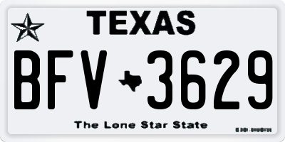 TX license plate BFV3629