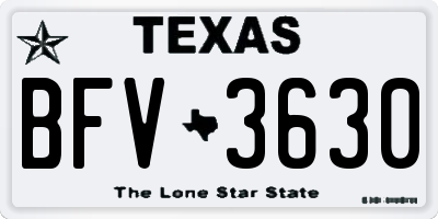 TX license plate BFV3630