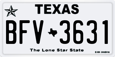 TX license plate BFV3631
