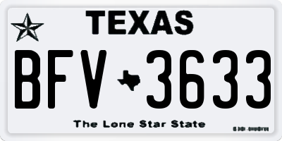 TX license plate BFV3633