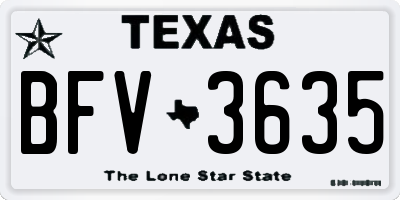 TX license plate BFV3635