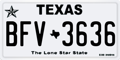 TX license plate BFV3636