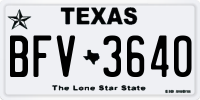 TX license plate BFV3640