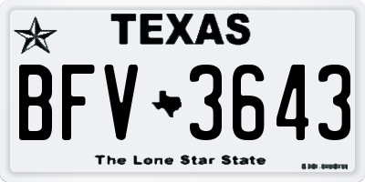 TX license plate BFV3643